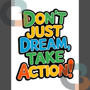 Dream Motivational Quote Typography Wall Art