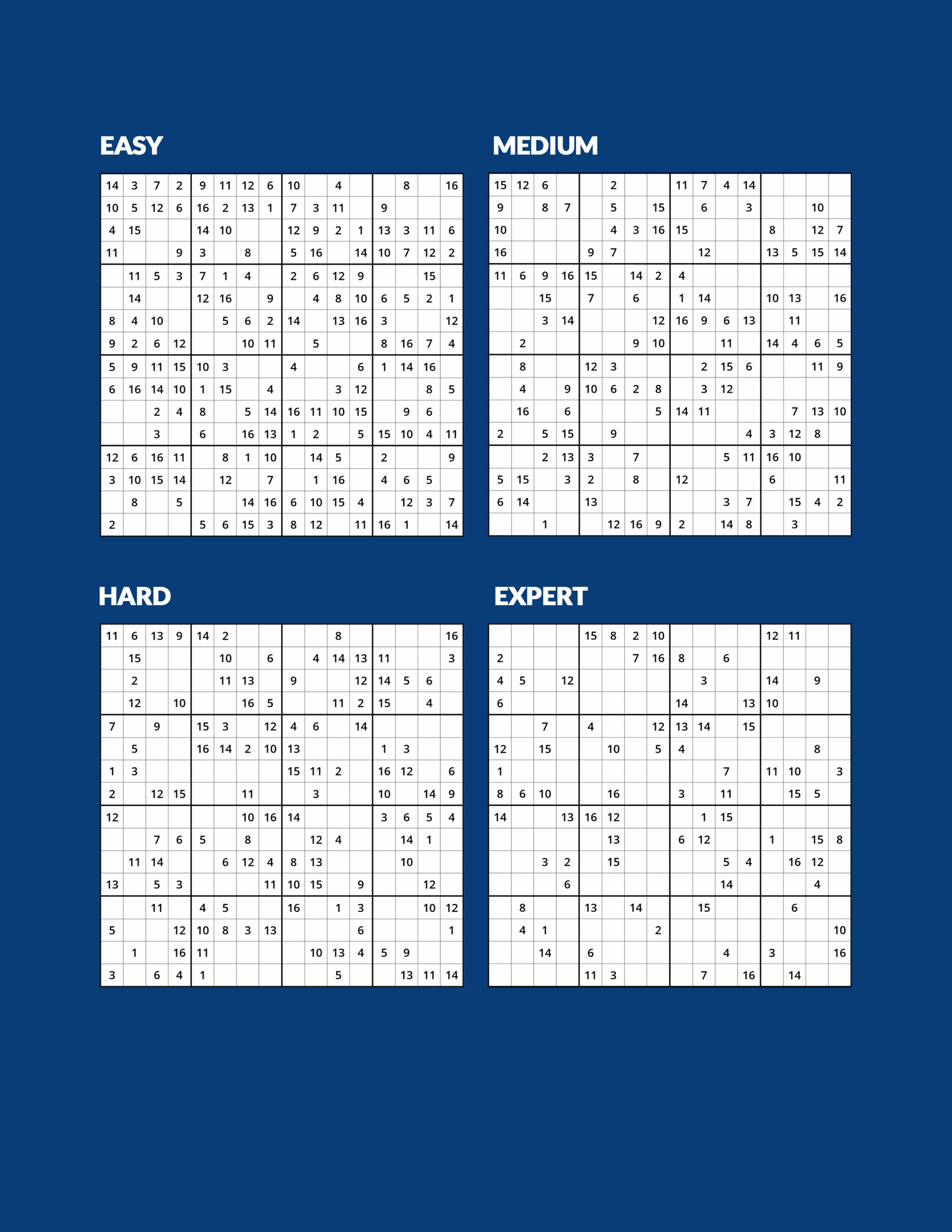 16x16 Sudoku Puzzles